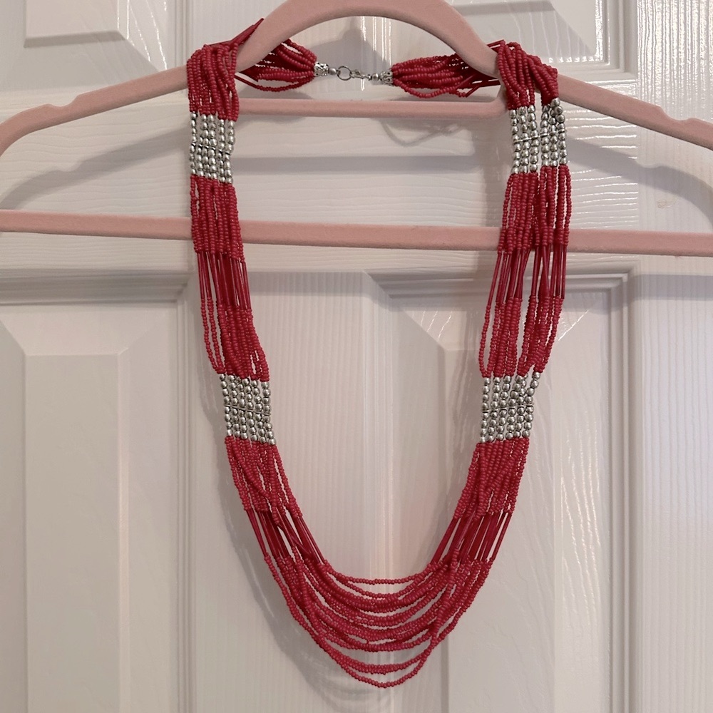 Elegant Red Beaded Necklace
